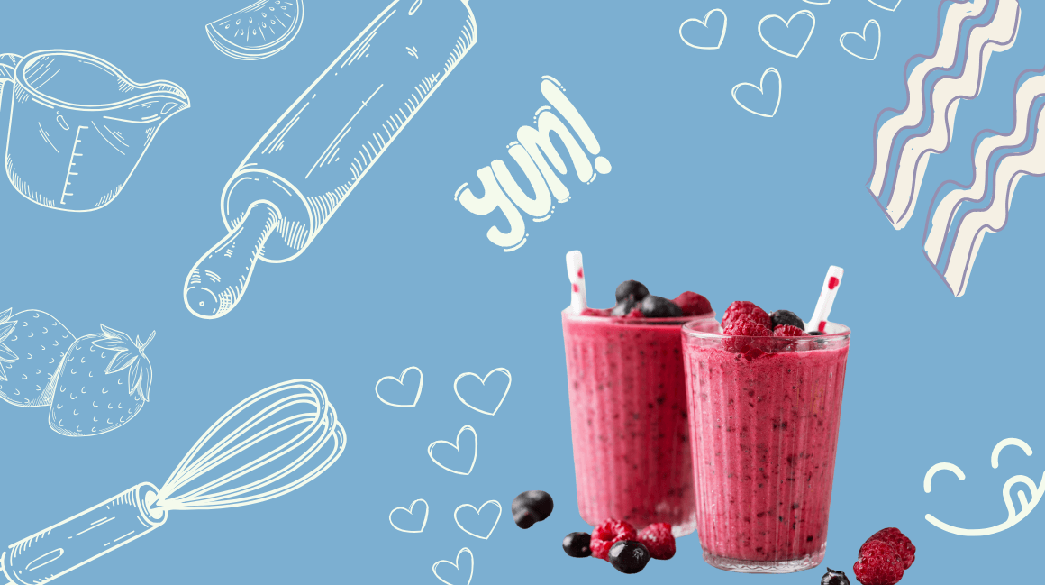 Es sind zwei Gläser mit Smoothies zu sehen.