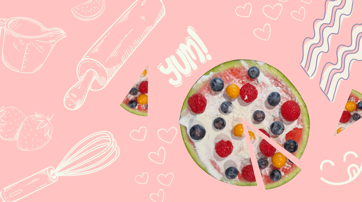 Es ist ein Bild einer Wassermelonen-Pizza zu sehen.